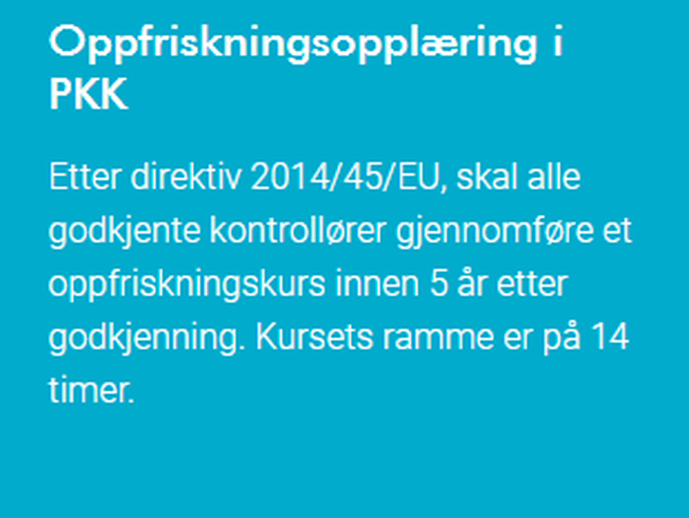 PKK sertifisering. Oppfriskningsopplæring.